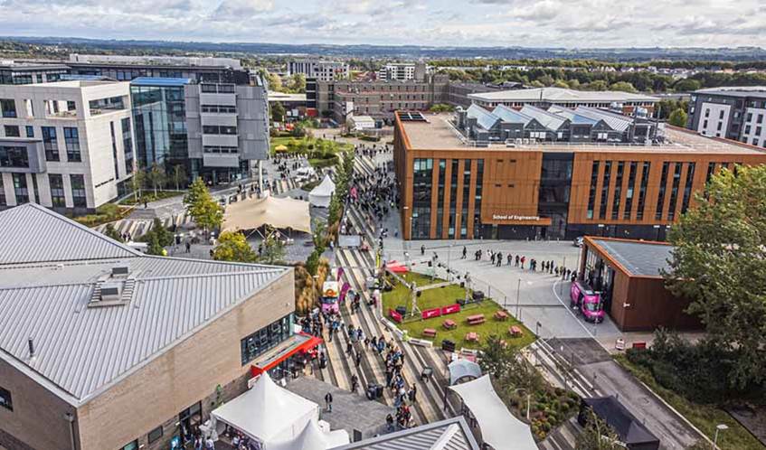 Aerial view of UWE Bristol's Frenchay campus