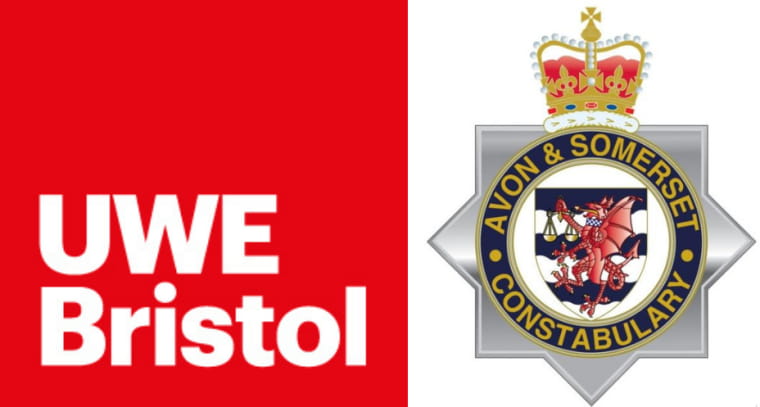 UWE Bristol and Avon and Somerset Police logos.
