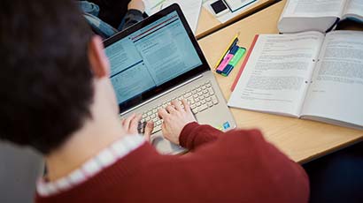 A student on a laptop