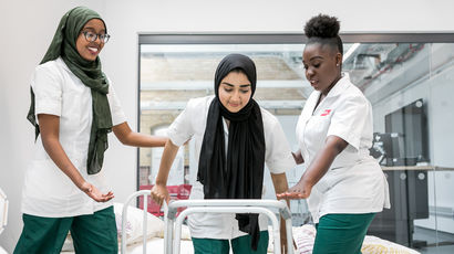 Physiotherapy students working together