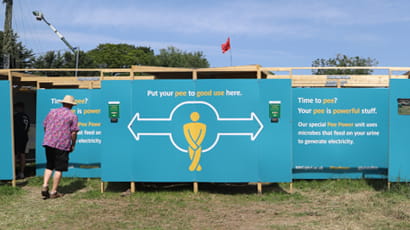 Pee power urinals at Glastonbury festival.