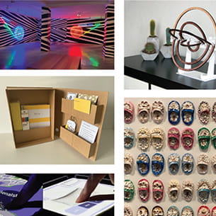 A collage depicting different craft tools and items