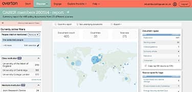 CABER Policy Impact Map report powered by Overton.
