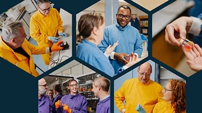 Hexagonal collage of CBR's members of the Workforce and Practice Development research theme.