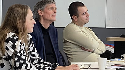 Presenters on the first panel - Noelle Quenivet, Phil Cole, and M. Emre Hayyar field audience questions at the RIPIL Inaugural Showcase Event on 6 December 2023.