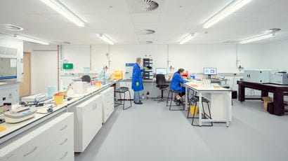 Researchers working in a lab.