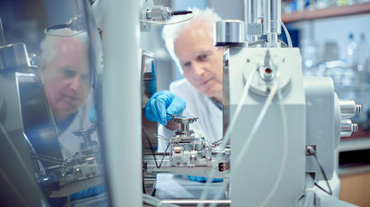 Person working in a lab.
