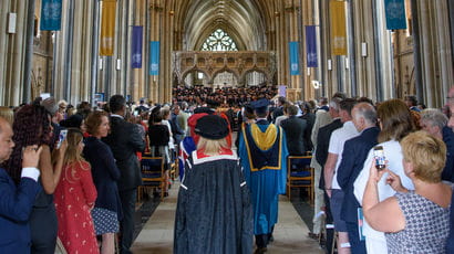 Postgraduates at a graduation ceremony.