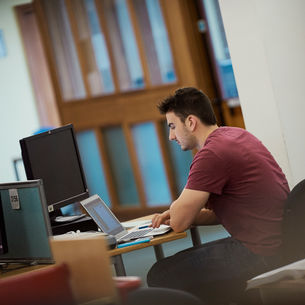 Student working in a study room.
