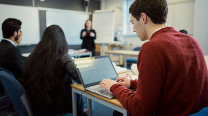 Researcher on his laptop