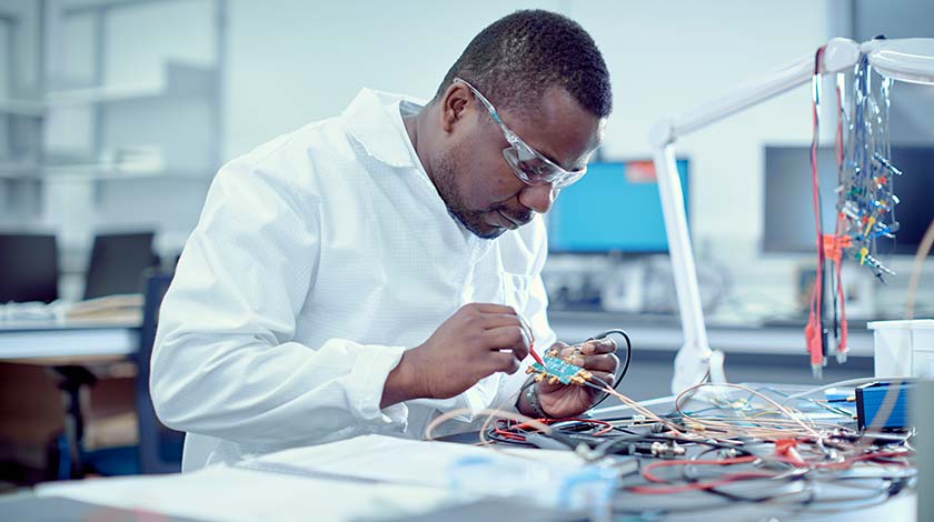 Researcher in a PhD lab