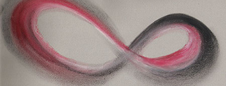 Illustration of an infinity symbol - black and pink