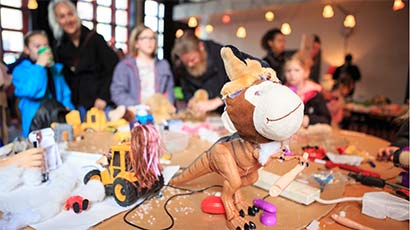 Redesigned toys on a table at a childrens event