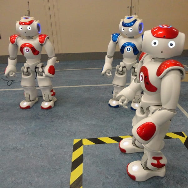 A group of colourful robots.