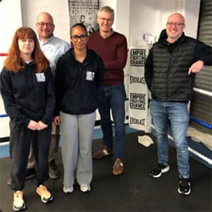 The Empire fighting chance team Michael Whelan, Craig Johnston, Myra Evans, Nick Addis, Kate Ferguson and Sarah Williams.