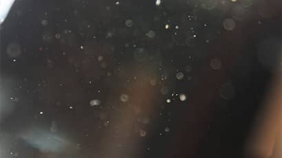 Dust particles floating in the air.
