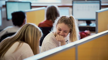 students studying in the library