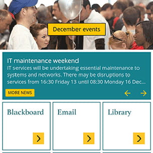 Screenshot from the UWE Bristol app.