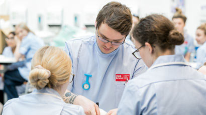 Nursing students training in a teaching hospital.