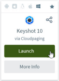 Keyshot app in AppsAnywhere with the Launch button highlighted