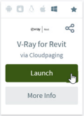 V-Ray for Revit app in AppsAnywhere with the Launch button highlighted