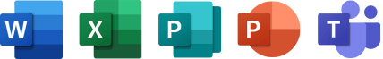 Application icons of Word, Excel, Publisher, PowerPoint and Teams.