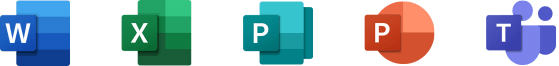 Application icons of Word, Excel, Publisher, PowerPoint and Teams.