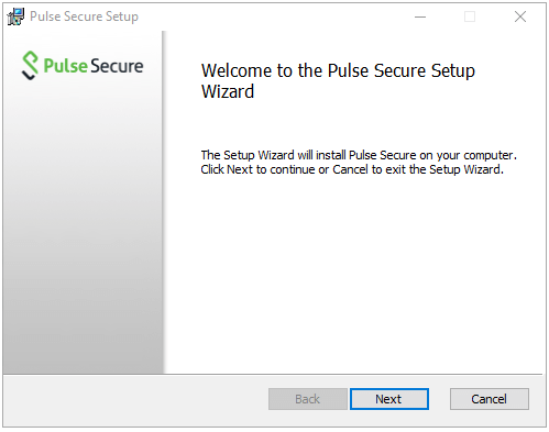 An image of the Welcome to the Pulse Secure Setup Wizard window
