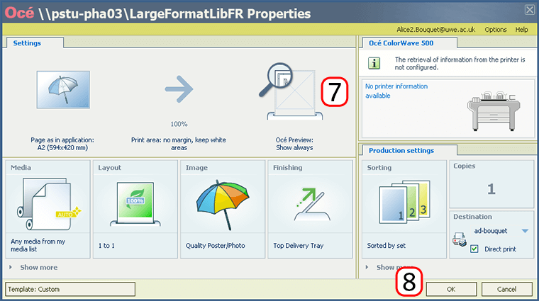 Properties window with 'Show always' and 'OK' highlighted