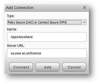 Screenshot of the 'Add Connections' window