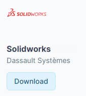 Solidworks search result, with the download button highlighted.