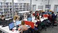 Students working on computers in Glenside Library.