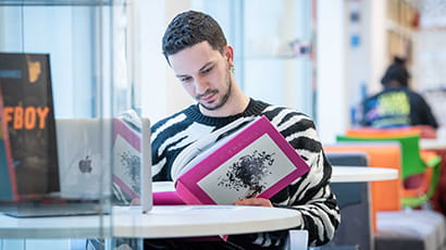 Student reading in Bower Ashton Library