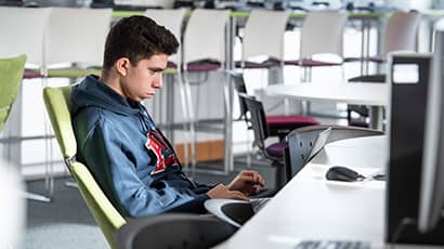Student working on computer