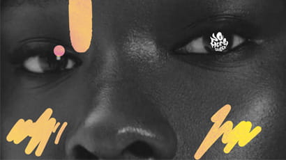 close up of a woman in black and white with the words no more silence in her pupil