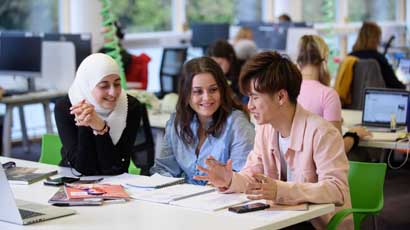 Group of students in Bower Ashton Library, City Campus.