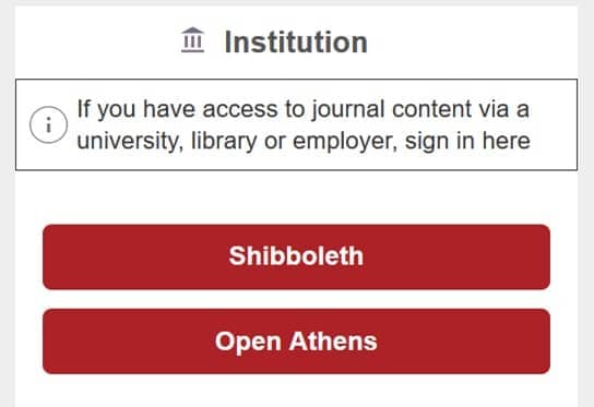 Institutional log in options.