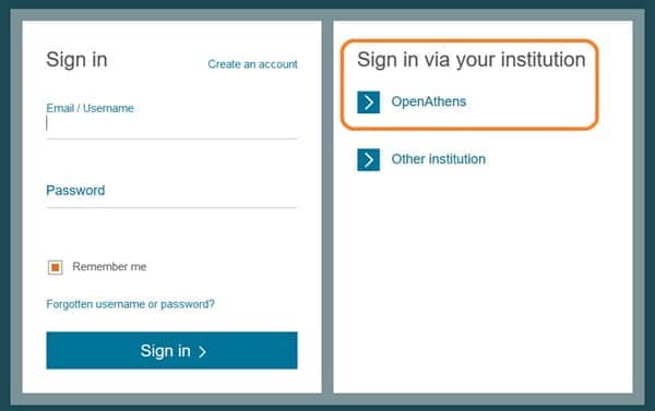 Sign in via your institution.