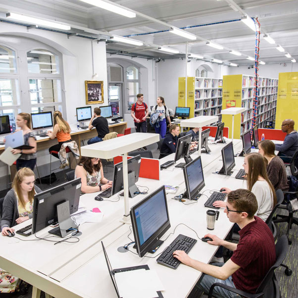 Students working in Glenside Library