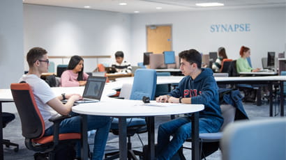 Students working in Synapse study space