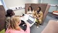 Students working in a study pod in Glenside campus study lounge