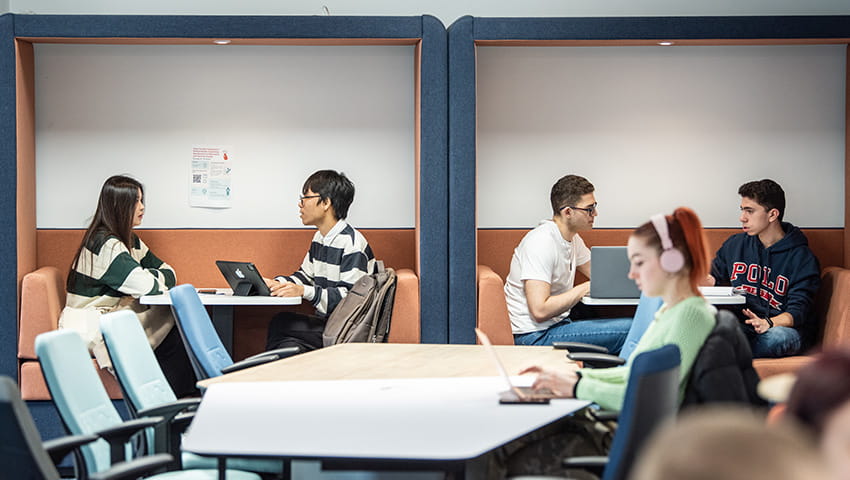 Students working in Synapse study space, Frenchay Campus