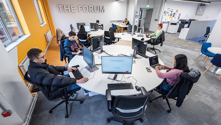 Students in the Forum, Frenchay Campus