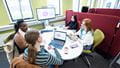 Students working in the Hive and Project Room, Frenchay Campus