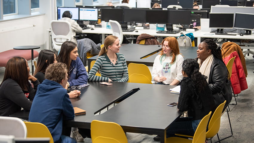 Students studying in the Works, Frenchay Campus