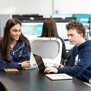 Students working together in a study space