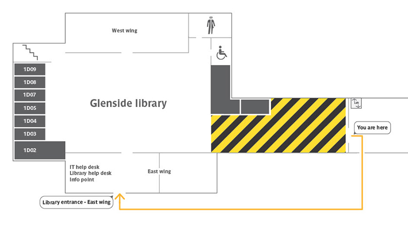 Glenside library temporary entrance map
