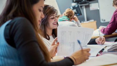 Students studying in a classroom