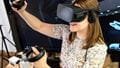 A woman using virtual reality device