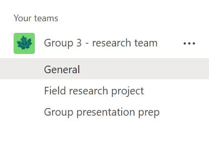 Example of a channel in Microsoft Teams.